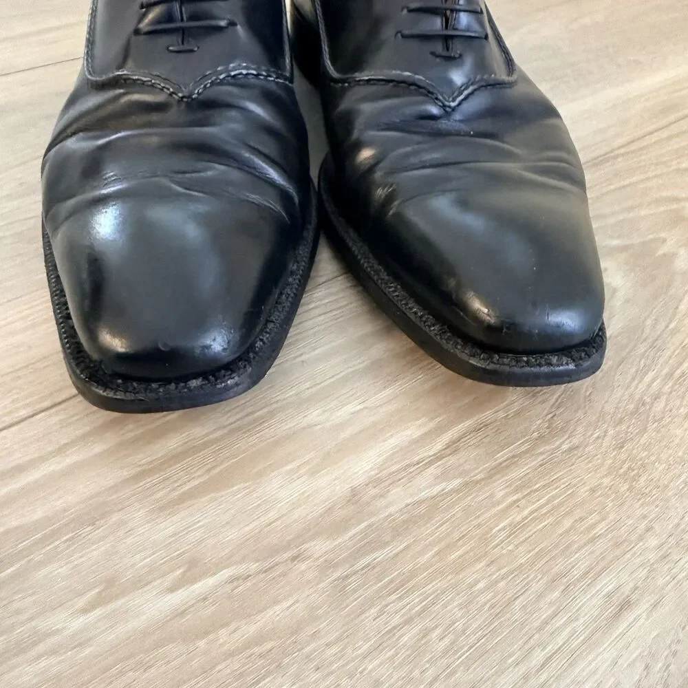 Sutor Mantellassi Mens Shoes Sz 11.5 Black Leather Lace Up Oxford Handmade Italy